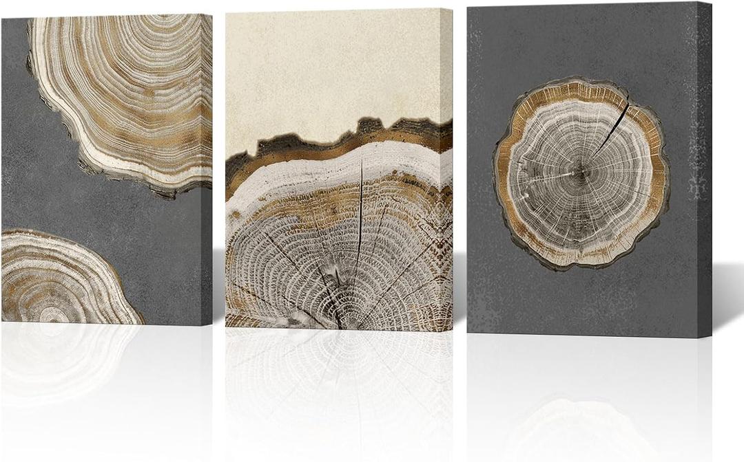 DuoBaorom Wood Tree Ring Canvas Wall Art Masculine Bathroom Decor Boho Wall Decor 12 x16 inches