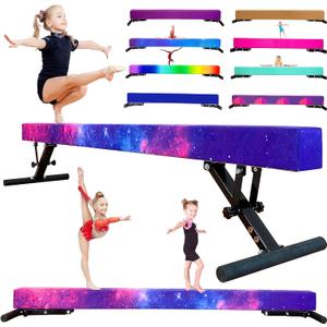 MARFULA Adjustable Balance Beam 8 ft Gymnastic Beam Adjustable Height for Kids and Teenage of All Gymnastic Levels, Gymnastic Training Beam Gymnastic Equipment for Athlete Home and Gym Club Use (Height: 9 inch - 17 inch, Magic Star (Height: 9" - 17"))