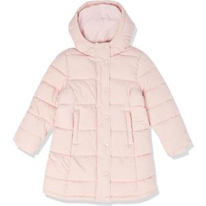 Girls and Toddlers' Long Heavyweight Hooded Puffer Jacket (4T, Light Mauve)