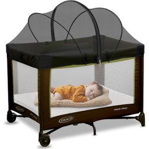 Pack and Play Cover - Mosquito Net Cover for Pack n Play/Travel Crib/Mini Crib/Playpen to Keep Cats Out - Breathable Baby Mosquito Net with 2-Way Zipper (Black-Large)