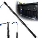 Ultra-Light 0.9 lb Fiberglass Truck Bed Cargo Grabber,Heavy-Duty Push-Pull truck bed reach tool,1-Second Twist-Lock Rigid Telescoping Pole,28"- 67.3" with 2 Hooks & Storage Clamps for Pickup Trucks