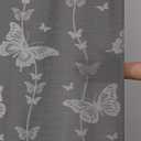 Onalasyc Butterfly Shower Curtain, Lace Butterfly Shower Curtains for Bathroom, Grey Sheer Shower Curtain, Vintage Aesthetic Decor Bathroom Waterproof Shower Cutain, 12 Pcs Plastic Hooks, 72 x 72 in