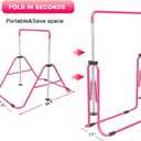 RINREA Gymnastic Bars for Kids with Adjustable Height, Folding Gymnastic Training Kip Bar, Expandable Horizontal Bar for Home, Pink