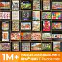 Newverest Jigsaw Puzzle Mat Roll Up, Saver Pad 39.4” x 23.6” Portable Keeper Up to 1000 Pieces with Non-Slip Rubber Bottom and Polyester Top + 3 Puzzle Sorting Trays, Travel-Friendly Storage Bag