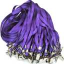 Beebel Purple Lanyards 100 Pack Nylon Flat Badge Lanyard for Id Badge Name Tag (Purple, 100 Pack)