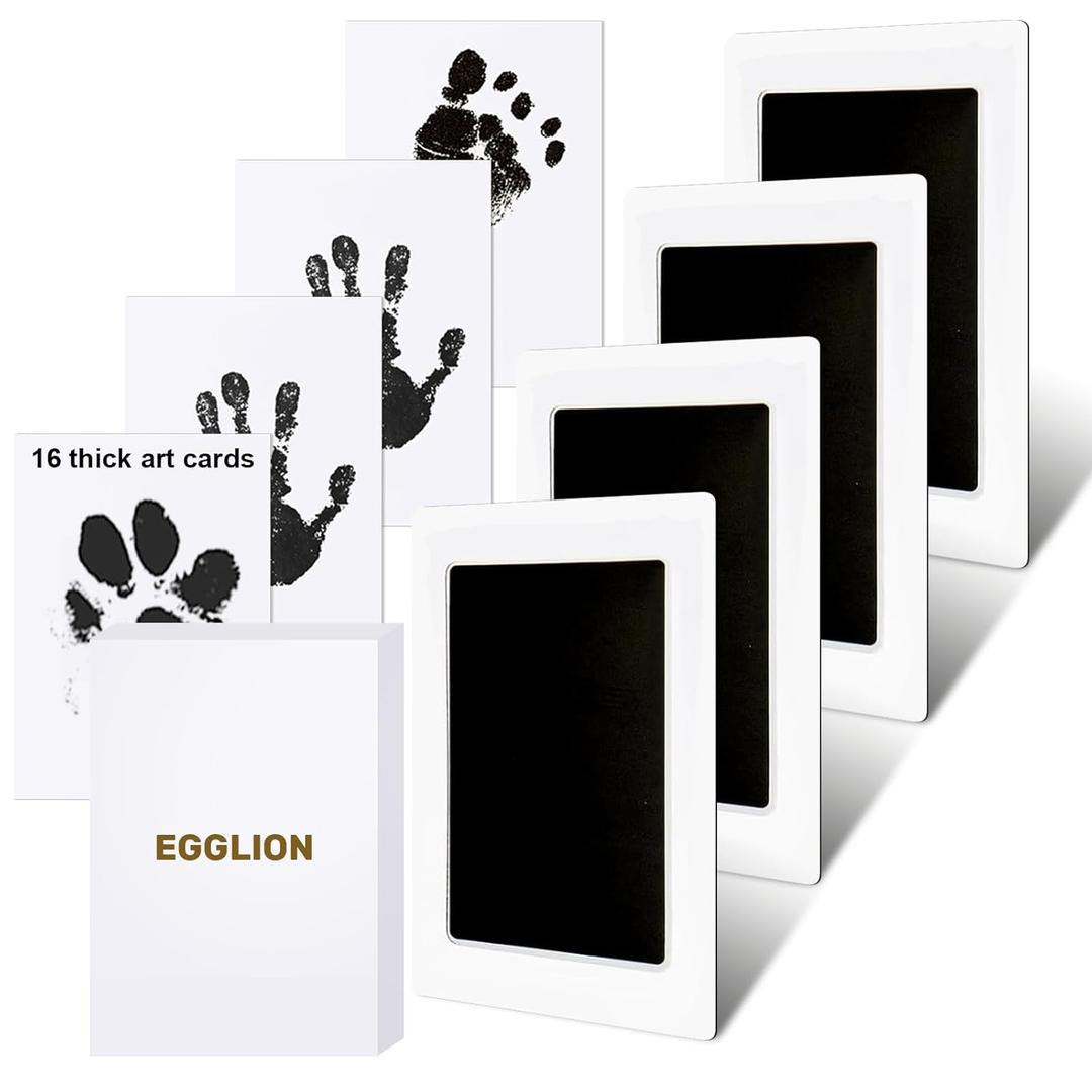 4 Pack Inkless Baby Hand and Footprint Kit  Mess Free Clean Touch Ink Pad for Baby Handprints & Footprints, Newborn Keepsake, Safe Pet Paw Print Ink Pad, No Mess Baby Footprint Kit (Jet Black)