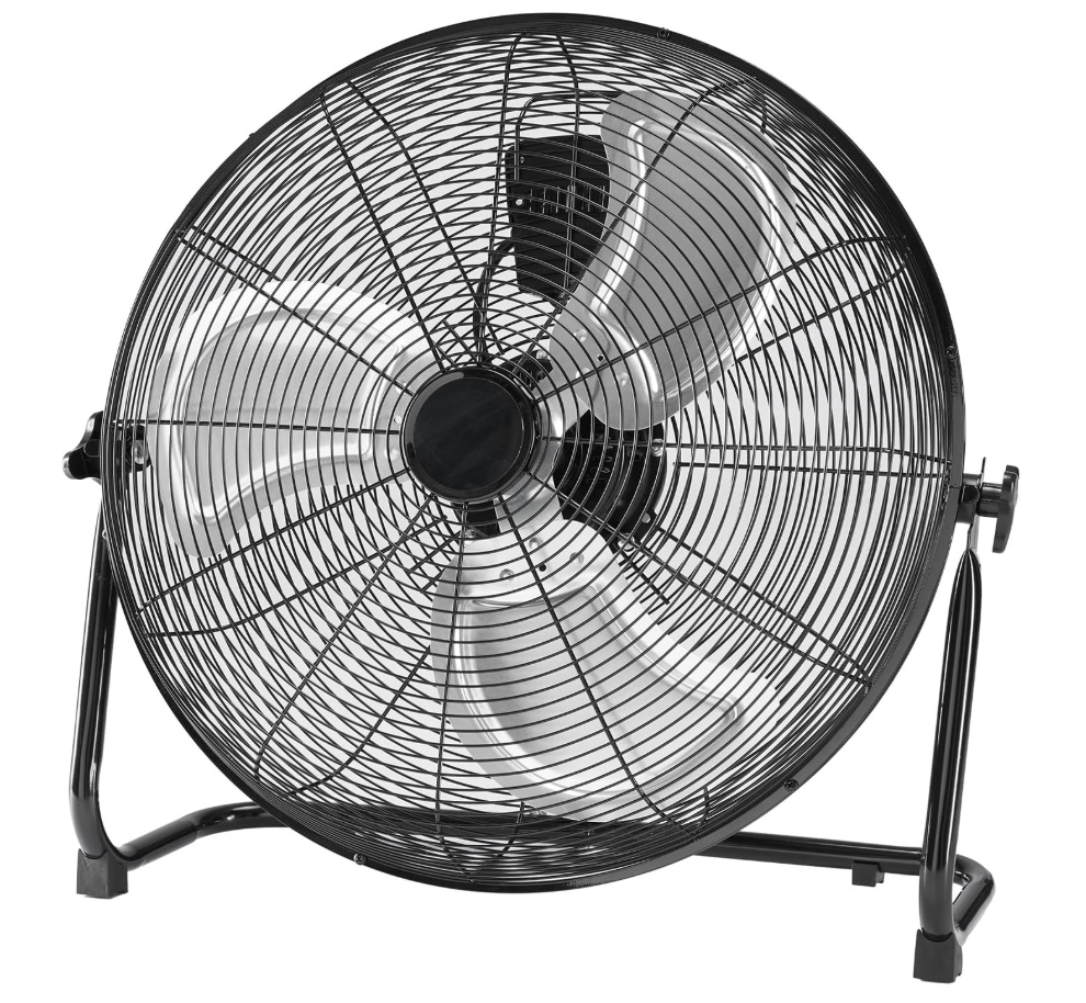 OLIXIS 20'' Industrial High-Velocity Floor Fan, 3-Speed Metal Fan with Carry Handle, Quiet Standing Drum Fan with 120° Adjustable Tilt, Max 3522 CFM for Garages, Workshops, Large Commercial Spaces