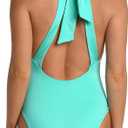 Sunshine 79 Women's Standard Over The Shoulder Plunge One Piece Swimsuit (Green)