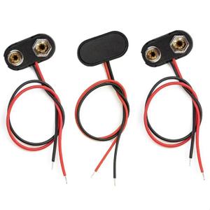 California JOS 3 PCS 9V Battery Connector, 9 Volt Buckle Connector Hard Plastic Shell Used in Student Experiment or Other Equipment with Battery (T-Type)