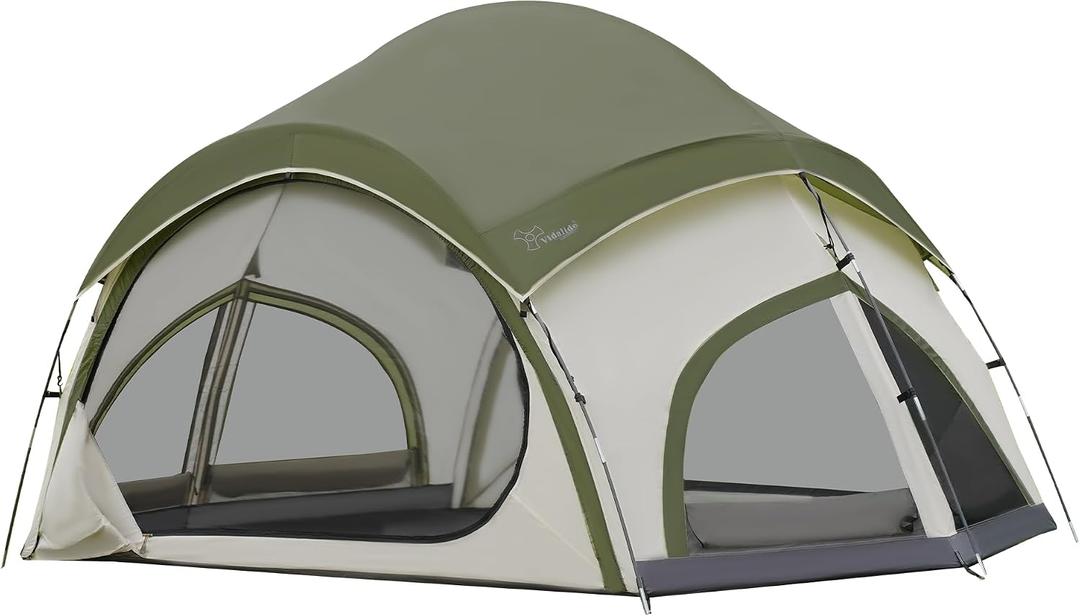 Vidalido 3-4 Person Camping Tent with 2 Large Mesh Door 4 Mesh Window Family Tents, Double Layer Waterproof Portable Easy Setup Camp Tent, Canvas Dome Tents for Camping Outdoor Hiking and Backpacking, 126 x 76.8 x 66.1"