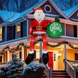 OurWarm 15FT Christmas Inflatable Outdoor Decoration, Climbing Santa Giant Christmas inflatables Christmas Blow Ups with LED Lights, Inflatable Christmas Decorations Outdoor for Lawn Yard Xmas Decor