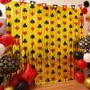 Casino Party Decorations, 4 Pack Las Vegas Themed Birthday Photo Booth Prop, Red Black Fringe Curtains Streamers for Card Game Bachelorette Supplies, Vegas Birthday Photo Booth, Poker Party Backdrop