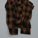 Halloween Shirt Women Pumpkin Face Shirt Funny Button Down Flannel Plaid Long Sleeve Tops Fall Clothes Outfits (Large, Brown)