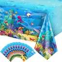 Tiamon 12 Pack Sea Party Tablecloth Ocean Animals Table Cover Underwater Creatures Tablecloth Ocean Sea Life Table Cover for Birthday Party Decoration, 54 x 108 Inch
