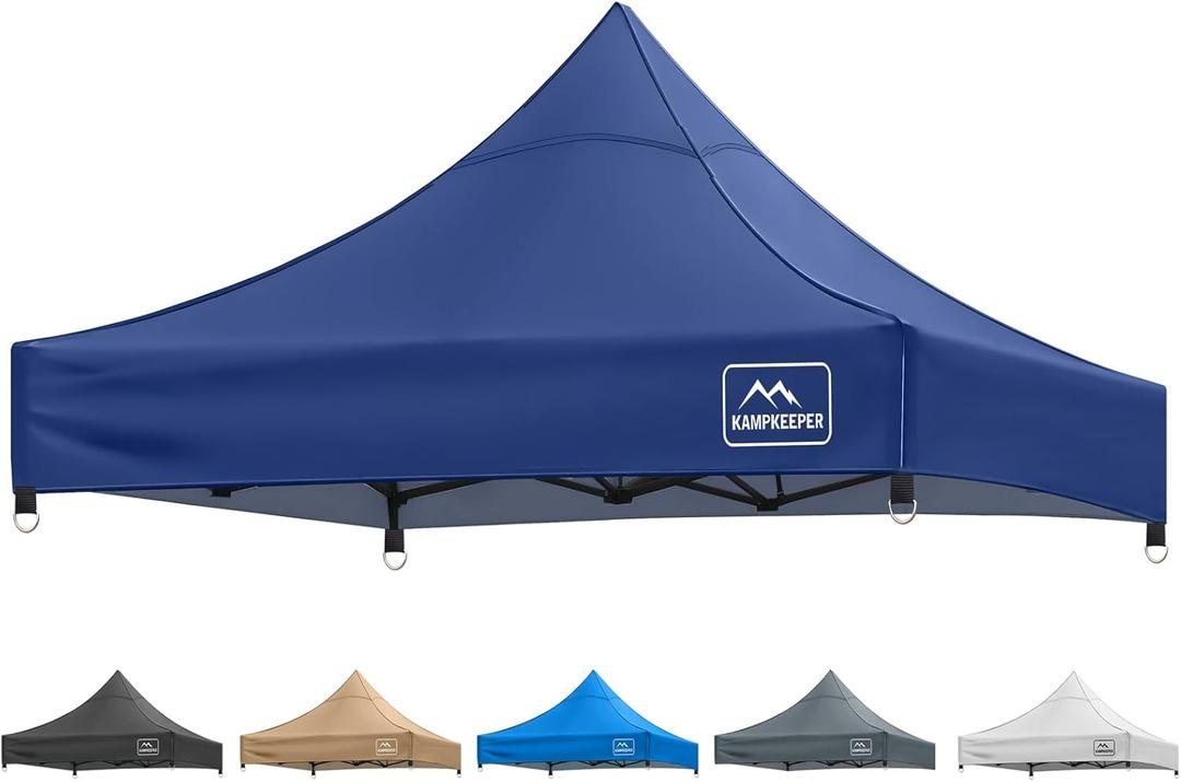 KAMPKEEPER Canopy Replacement Top Cover Roof for 10x10 Peak Pole Straight Leg Canopy Tent,PU-Coated 500D Polyester UV Waterproof,for Outdoor Commercial Garden Sun Shade(Top Only) (Navy Blue)