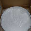 Round White Decorative Serving Tray with Handles, 13” Versatile Ottoman Tray for Coffee Table, Entertaining, Outdoor Patio, Living Room