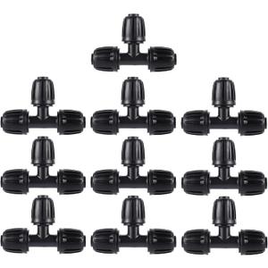 1/2 inch Irrigation Fittings Tee Connectors For (1/2" ID x0.6-0.63" OD) 16mm Drip Tubing Barbed Connectors-10 Pcs/pack
