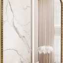 Arch Wall Mirror, 22" W x 38" H Metal Marlowe Beaded Frame Accent Mirror, Large Modern Vintage Gold
