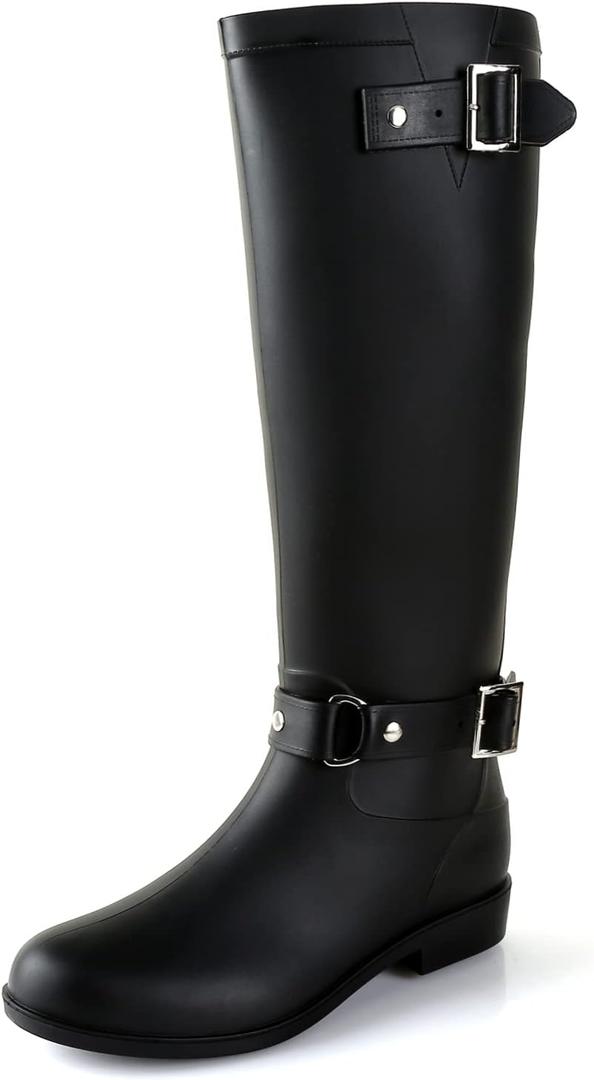Rain Boots for Women, Waterproof Anti-Slip Knee High Rubber boots, Fashion Comfy Tall Water Boots Lightweightr Garden Booties for Outdoor