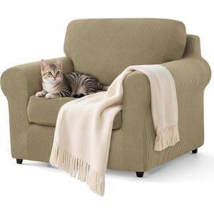 SUBRTEX 3 Pieces Stretch Sofa Slipcover Sets Couch Cover Sets Backrest Cushion Covers Furniture Protector Collection Set for Oversize Sofa Loveseat Chair Slip Covers(Small, New Kahki)