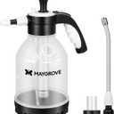 MAYGROVE 0.4 Gal Pump Sprayer, Hand Water Spray Bottle for Indoor Plant, Clear Plant Sprayer with Side Filling Port, Measuring Cup, Adjustable Nozzles, Safe Pressure Relief Valve