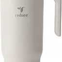 REDUCE Chiller Vacuum Insulated 40 oz Tumbler with Spill-Proof Silicone Straw - Sustainable Tritan Lid with Water Intake Markers - Soft Sit Base Travel Mug - Dishwasher Safe - Unbleached