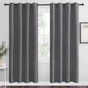 NICETOWN Blackout Curtains Panels for Bedroom - 3 Pass Microfiber Noise Reducing Thermal Insulated Solid Ring Top Blackout Window Drapes (2 Panels, 55 x 78 Inch, Gray) (Grey)