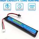 7.4V 35C 2000mAh with SM-2P Plug T-Plug Odamiya Plug Lithium Battery for SRB1200 SRB400 SRB400-SUB MP5K M4 M110 Toy Gun Air Gun,RC Car Drone Battery Accessories (1 Battery+1 USB)