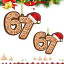  1.01 Fl Oz (Pack of 2)Christmas 67 Acrylic Ornament, Six Seven Funny Xmas Holiday Ornament,Funny 67 Meme OrnamentSanta Ornaments for Christmas Tree, FunnyTeen Gift(2PCS/tyle A)