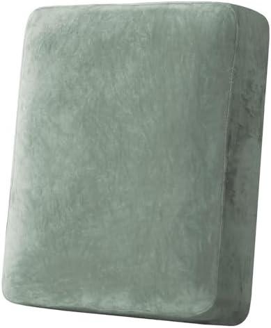 H.VERSAILTEX Velvet Stretch Couch Cushion Cover Plush Cushion Slipcover for Chair Cushion Furniture Protector Seat Cushion Sofa Cover (1 Piece Armchair Cushion Covers, Sea Grass)