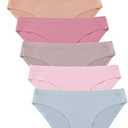 FINETOO 6 Pack Women’s Seamless Hipster Underwear No Show Panties Invisibles Briefs Soft Stretch Bikini Underwears, Medium