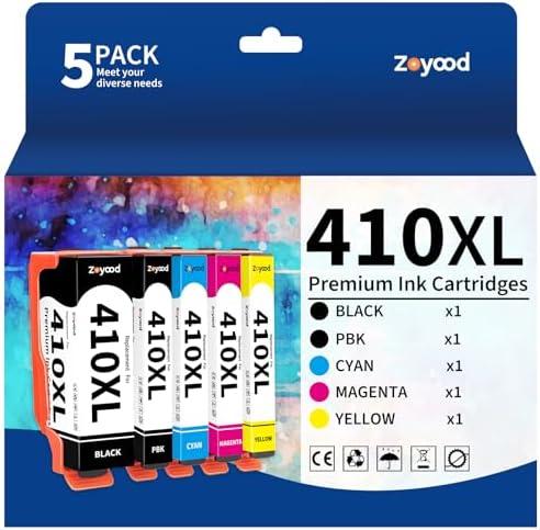 Zoyood Remanufactured Ink Cartridge Replacement for Epson 410 410XL T410 T410XL 410-I Ink Cartridges Combo Pack Work with Expression XP-530 XP-630 XP-635 XP-640 XP-830 XP-7100 Printer (5 Pack)
