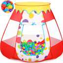 Baby Ball Pit for Toddler with 50 Balls, Kids Pop Up Play Tent for Girls, Princess Toys for Children Indoor & Outdoor Playhouse with Carry Bag (Red: 7 Bright Colors, 109x90cm/50 Balls)