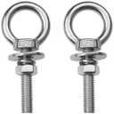 ZYUAROM 2 Pack M10 Stainless Steel Eye Bolts with Nuts, 3/8" x 2" Long Lifting Ring Eye Bolt， Eye Bolts Heavy Duty for Hang Tie Down Outdoor (2, M10x51mm (3/8"x2"))