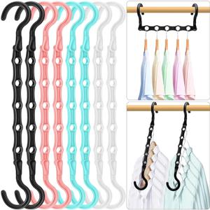 Closet Organizers and Storage, Magic Space Saving Hanger for 40 Heavy Clothes, Smart 360 Swivel Hook Cascading Hangers, Closet Organization Clothes Hangers, College Dorm Room Essentials for Girls (8 Pack)