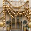 Leitee 160 Pcs Link Balloon Linking Balloons Quick Linkable Needle Tail Latex Balloons for Christmas Birthday Happy New Year Party Wedding Graduation Arch Decors(Metallic Gold,12 Inch 6 Inch)