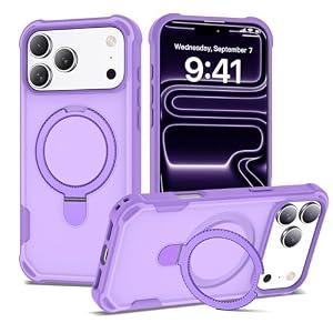 PeakFuel Compatible with iPhone 17 Pro Max Case 6.9'' with Magnetic Ring Stand [Military Drop Protection][Compatible with MagSafe] Shockproof 17 Pro Max Phone Case for Men Wowen, Purple
