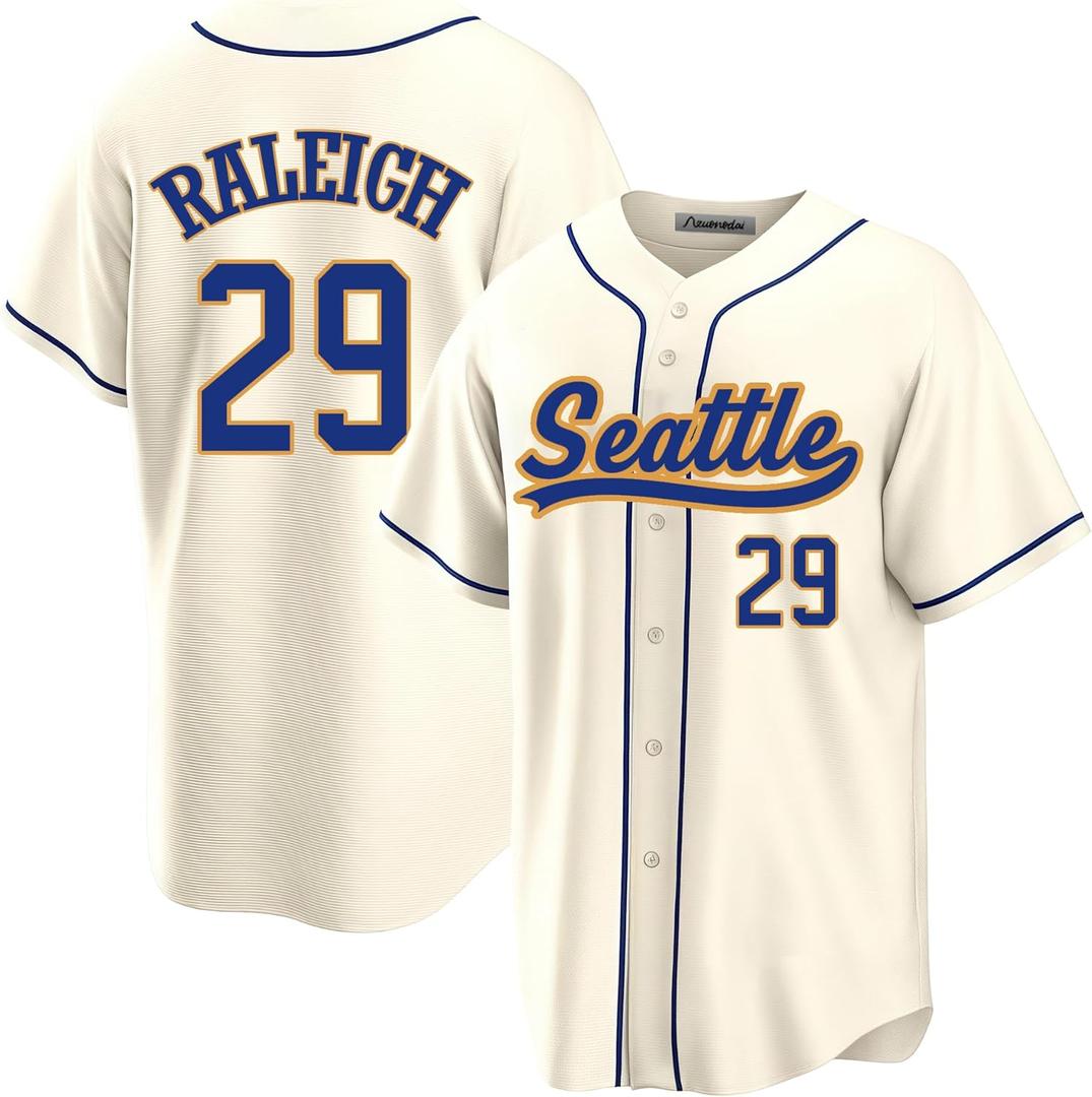 Custom Mens/Women/Youth Seattle Baseball Stitched T-Shirt for Sports Fan (X-Large, Seattle-29#creamy)