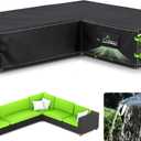 UIRWAY L-Shape Outdoor Sectional Sofa Cover Waterproof with Air Vent, 110" L/85" L x 33.5" D x 31" H (Left Side Long), Heavy Duty Patio Furniture Covers, Outdoor Couch Cover with Reflective Strips