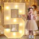 Pooqla 3FT Light Up Numbers, Large LED Letters Lighted Marquee Numbers for Party Decor, Giant Mosaic Light Up Number 5 for 5th 15th 25th 50th Birthday Anniversary Decoration, Warm White