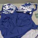 Eomenie Women's One Piece Swimsuits Tummy Control Ruched Push Up Bathing Suit Tie Back Slimming Swimwear (Medium, Navy Blue Floral)