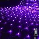 WATERGLIDE Outdoor Halloween Net Lights, 12FT x 5FT 360 LED Christmas Fairy Mesh Lights with 8 Lighting Modes, Connectable for Garden Xmas Tree, Bushes, Holiday Wedding Party Decorations, Purple
