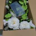 Lunmon 2 Pack 3ft Artificial Camellia Plants Tree 36" Faux Camellia Flower with Spike UV Resistant Realistic Fake Floral Blooming Bush for Indoor Outdoor Front Door Porch Backyard Garden, White