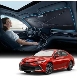Nmoiss [Vinyl Coating Heat Shield] Windshield Sun Shade Umbrella Compatible for Toyota Camry 2018-2026 Accessories, Protect Car from Sun Rays & Heat Damage Keep Cool and Protect Interior
