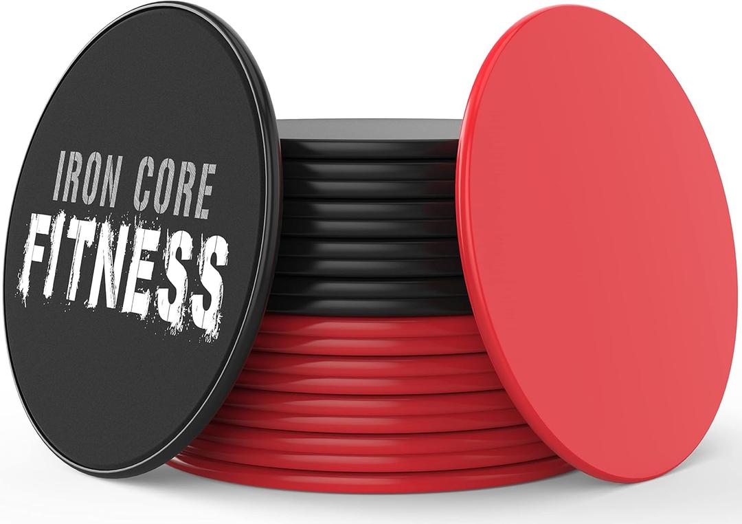 Core Sliders for Working Out 20 Disc (10 Set) Pack, Dual Sided Exercise Gliding Discs for Use on All Surfaces, Ultimate Core Trainer, Perfect for Group Training Classes, Gym & Home Total Body Workout (5 Red sets & 5 Black sets)