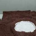 Chenille Bath Rug Set 4 Piece with Toilet Lid Cover and Rug Set Combo, Soft Shaggy Bath Rug Set 3 Piece and U-Shaped Toilet Floor Rug Coffee