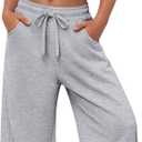 Girls Sweatpants 5-16y Baggy Barrel Pants Teen Wide Leg Open Bottom Casual Drawstring Soft Sweat Pants with Pockets(13-14 Years,Light Gray) (Gray)
