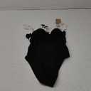 Women's Contrast Trim Knotted Slimming One-Piece Swimsuit Vintage Bathing Suits (Medium, Black)