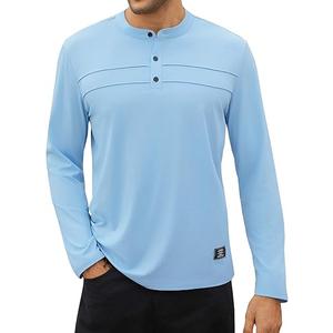 Hardaddy Men's Henley Button Up Shirts Long Sleeve Pleated Front Letter Print Casual Tee, M