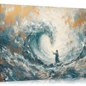 Jesus Canvas Wall Art Christian Jesus Walk On Water Wall Decor Picture Jesus Calms The Storm Poster Print for Living Bedroom Modern Home Decor Prepare To Hang
